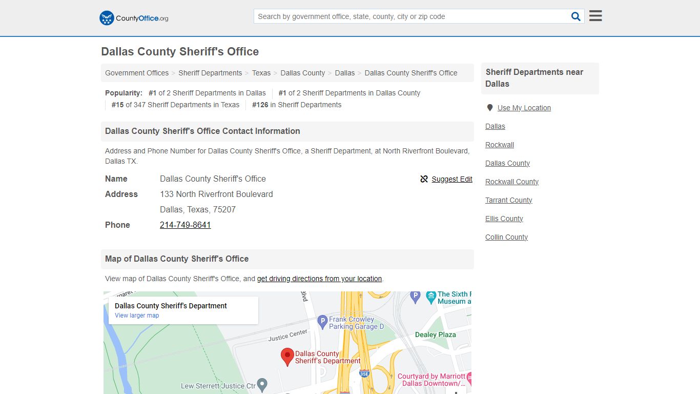 Dallas County Sheriff's Office - Dallas, TX (Address and Phone)